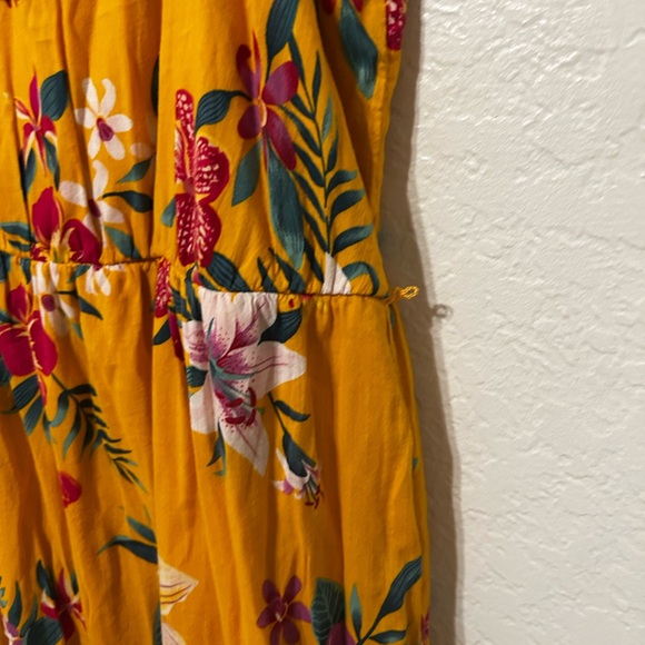 🎮Old Navy ruffle scoop neck Hawaiian Yellow Floral Dress size XL GUC - Picture 7 of 14